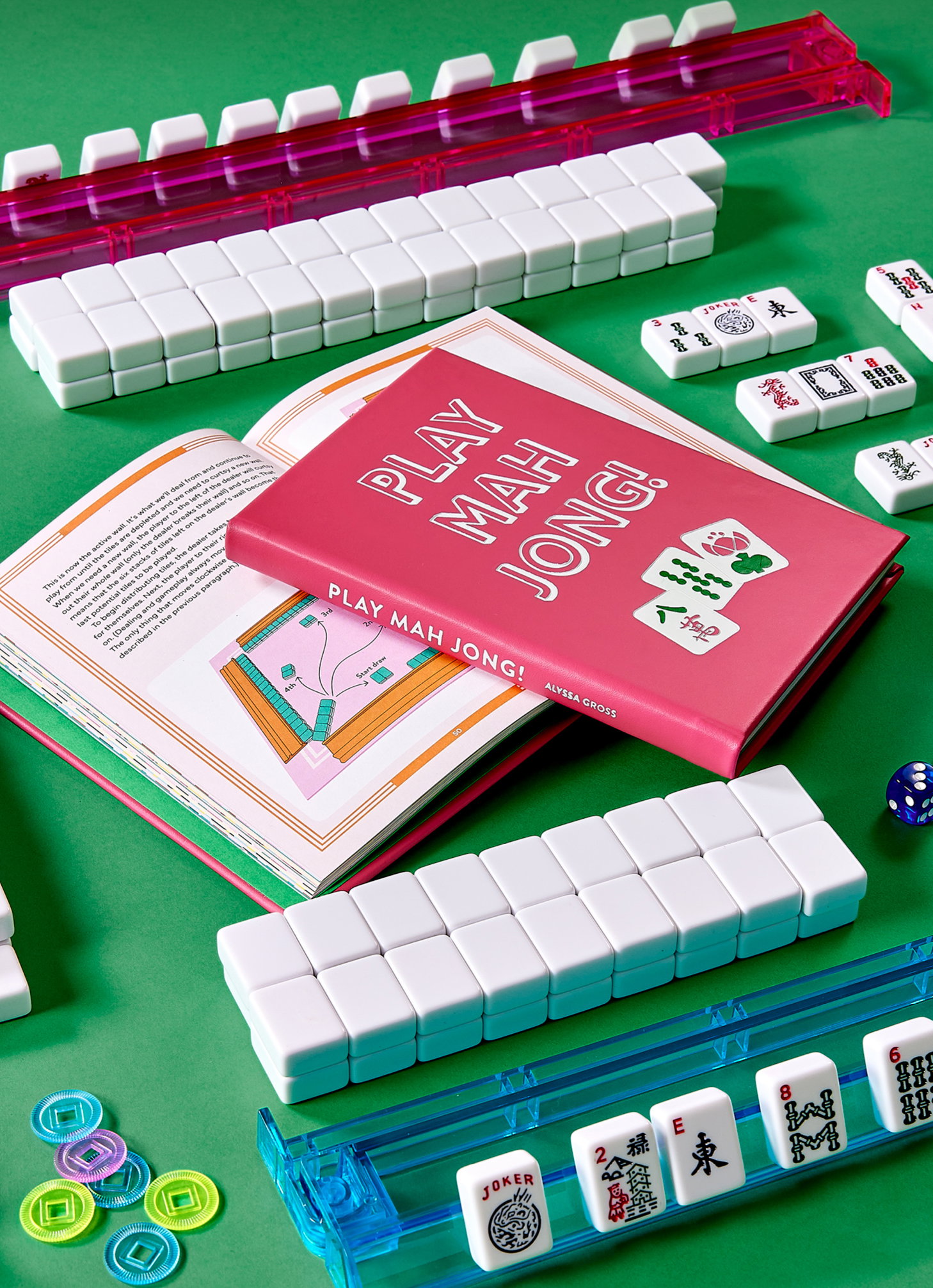 A leather-bound edition of Play Mahjong! An All-Levels Guide to American Mahjong.