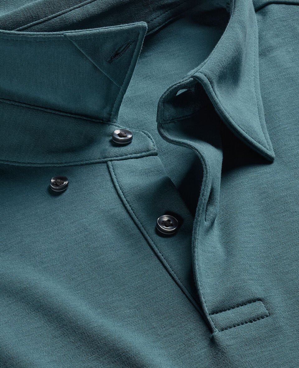 Long Sleeve Smart Cotton Polo – Teal Green