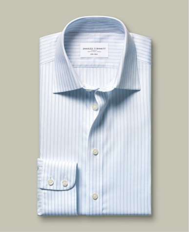 Non-Iron Twill Stripe Shirt – Light Blue