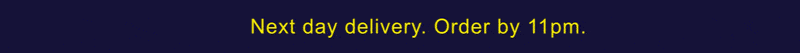 A scrolling banner that has Kaleidoscopes USPs, which include: Next day delivery. Order by 11pm, Free returns on everything, 100's brands in one place