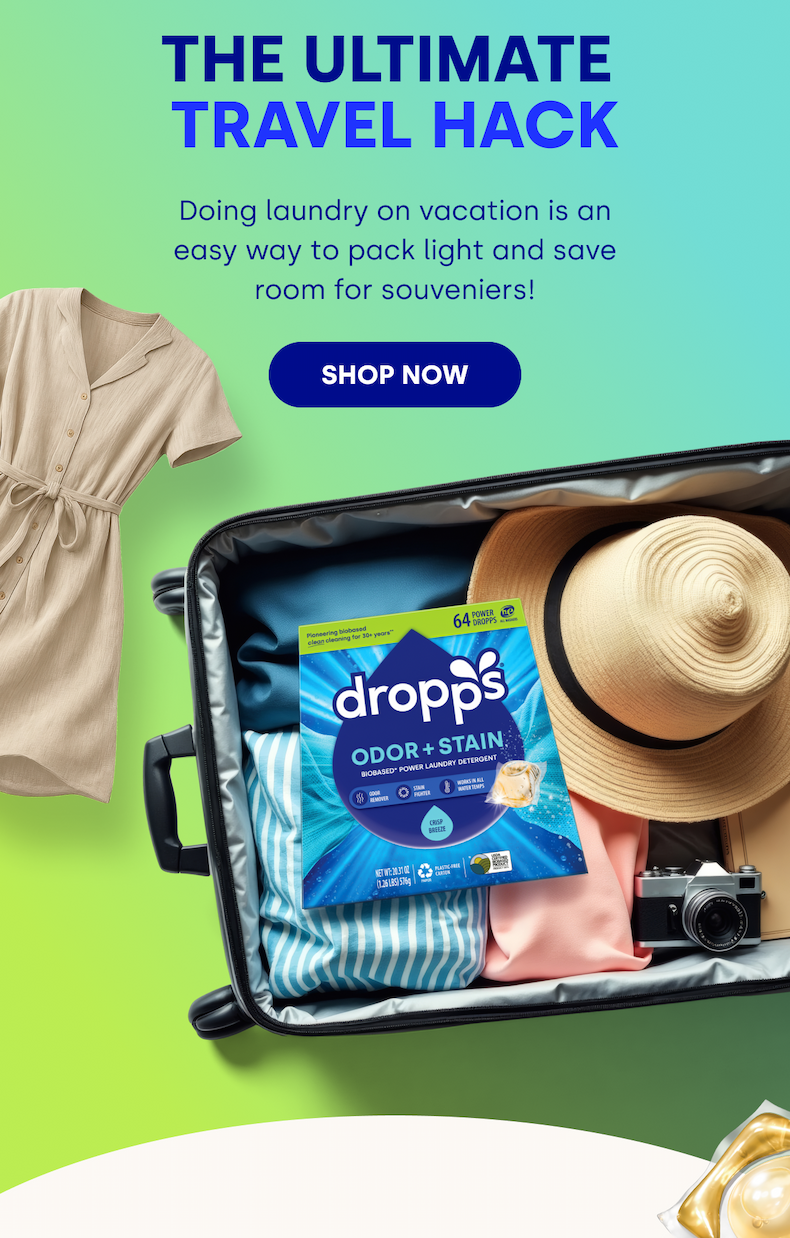 The Ultimate  Travel Hack Doing laundry on vacation is an easy way to pack light and save room for souveniers! SHOP NOW