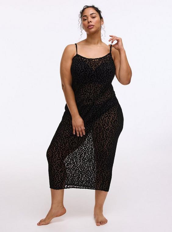 Flocked Mesh Lingerie Dress