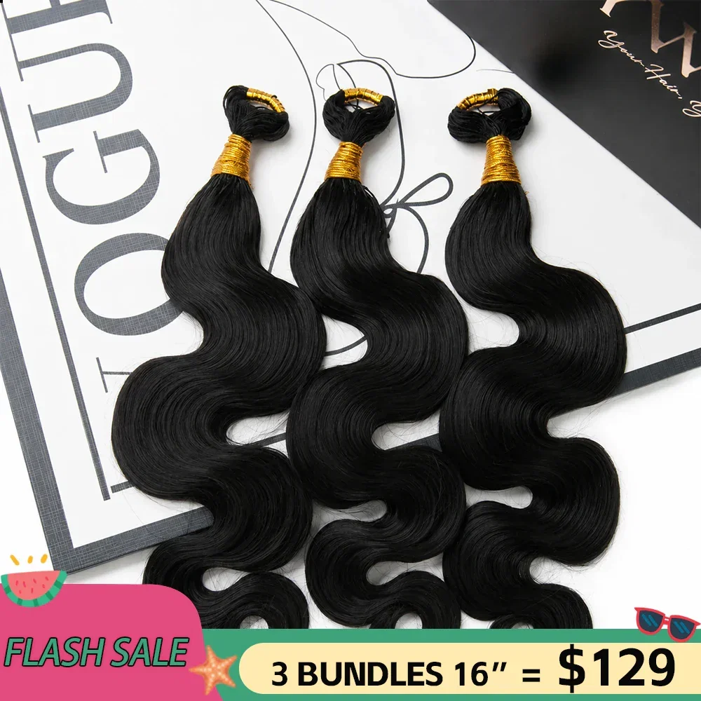 Body Wave Human Crochet Hair with Extended Thread for Feed-In Braiding