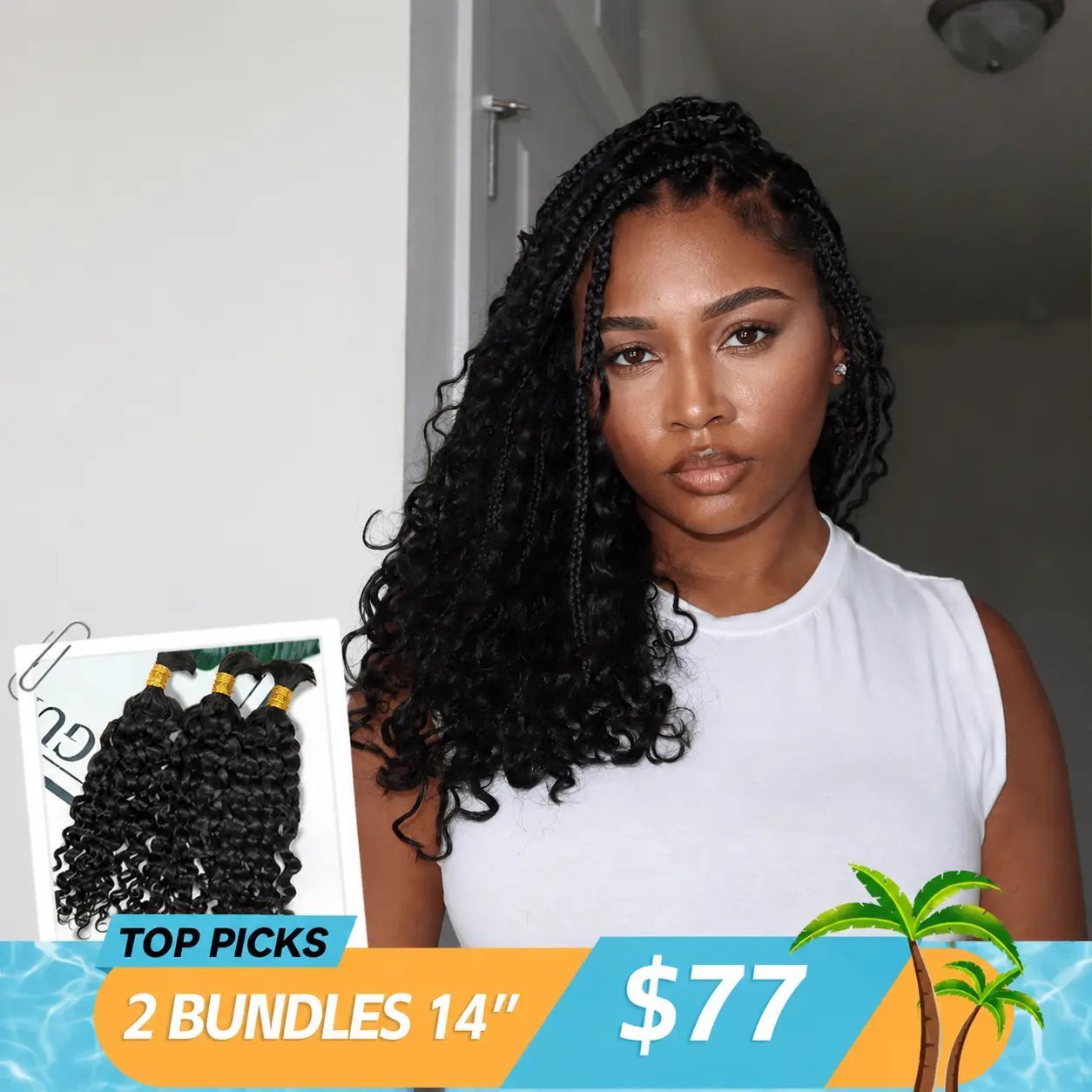 Water Wave Bulk Hair Extensions for Boho Knotless Braiding