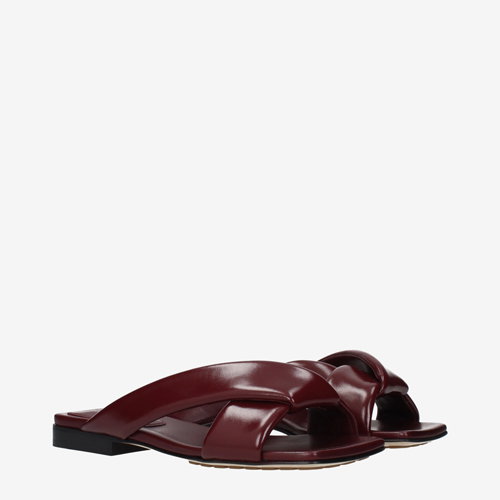 Bottega Veneta Slippers and Clogs Women Leather Red/Barolo