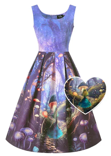 Dolly & Dotty Amanda Alice in Wonderland Swing Jurk Navy