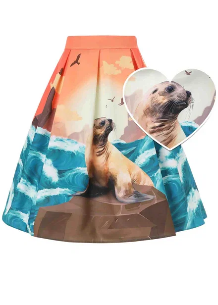Dolly & Dotty Aisley Seal At Sunset 50's Swing Rok