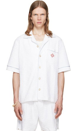 White Towelling Monogram Short Sleeve Shirt - Casablanca