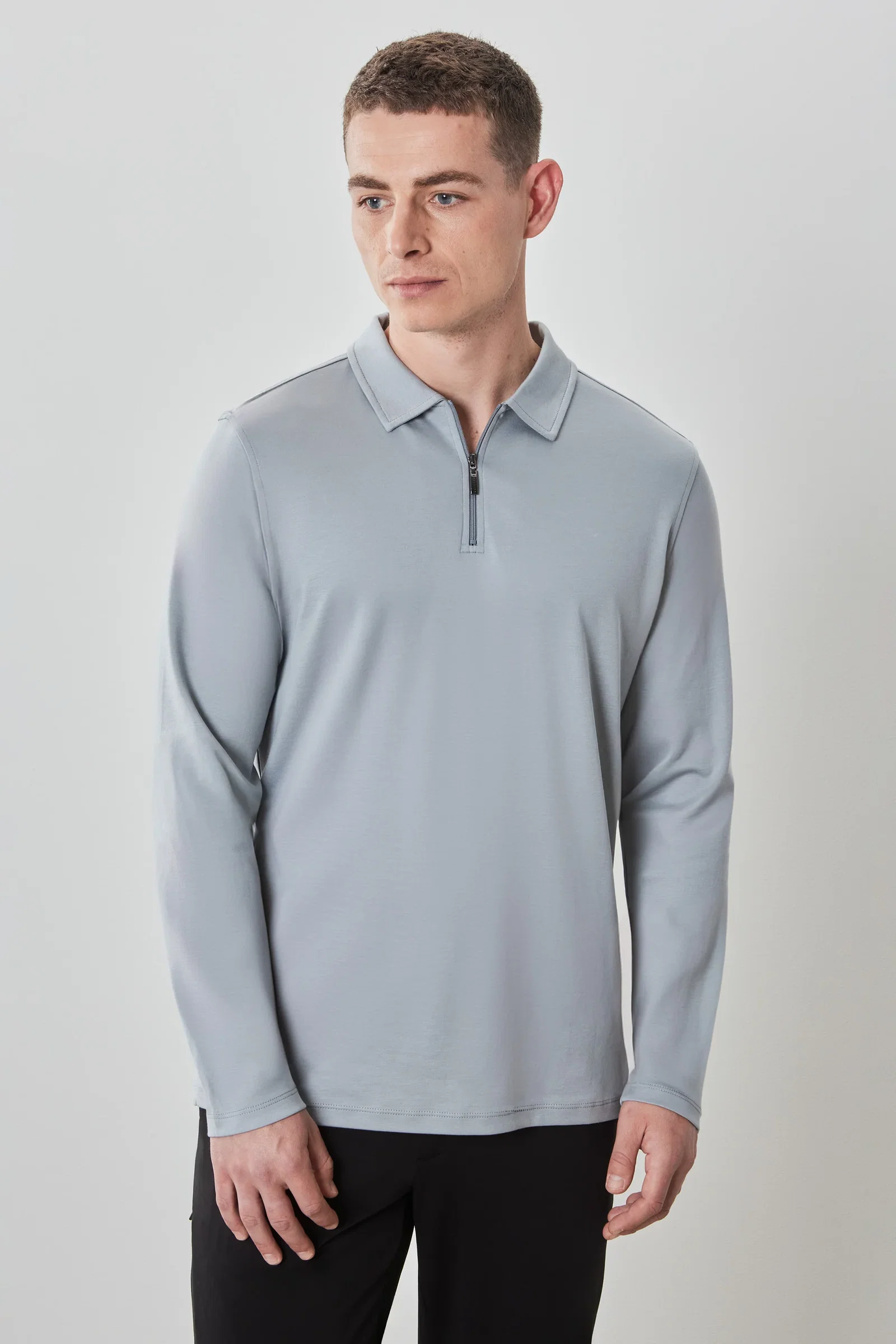 Image of The Barakett Long-Sleeve Zip Polo