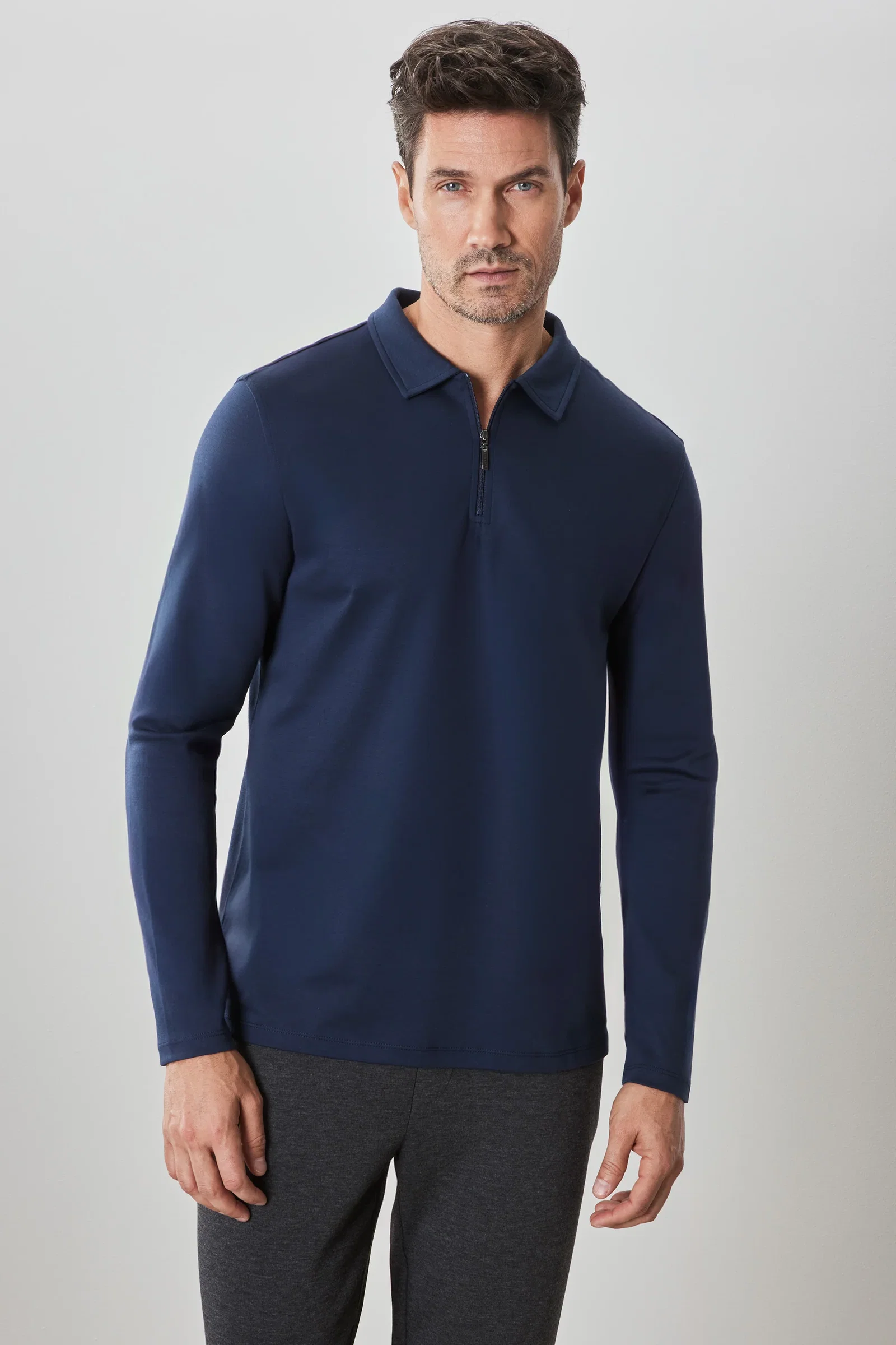 Image of The Barakett Long-Sleeve Zip Polo