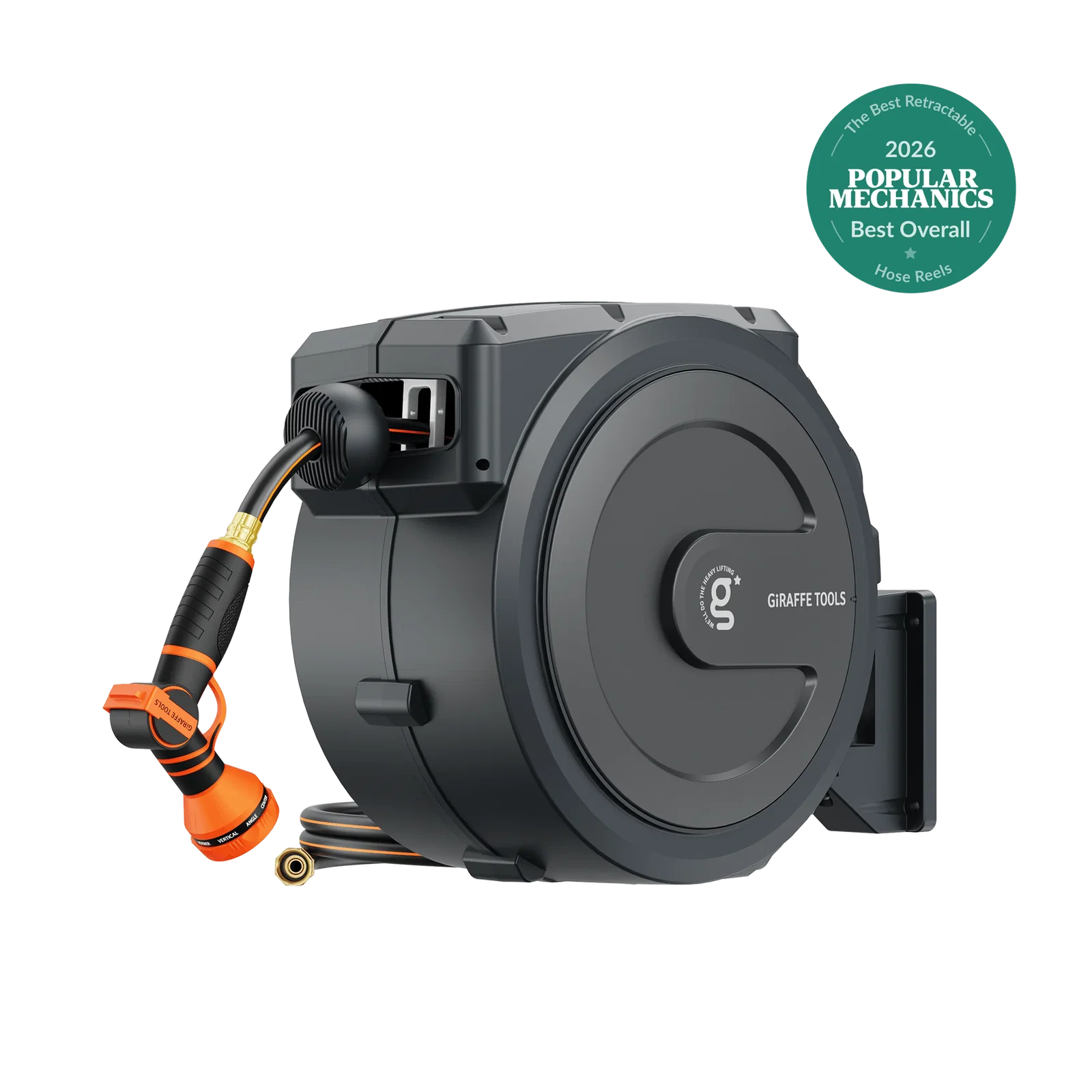 Retractable Garden Hose Reel 65ft-155ft - Grey / Ordinary Bracket / 100ft (1/2in)