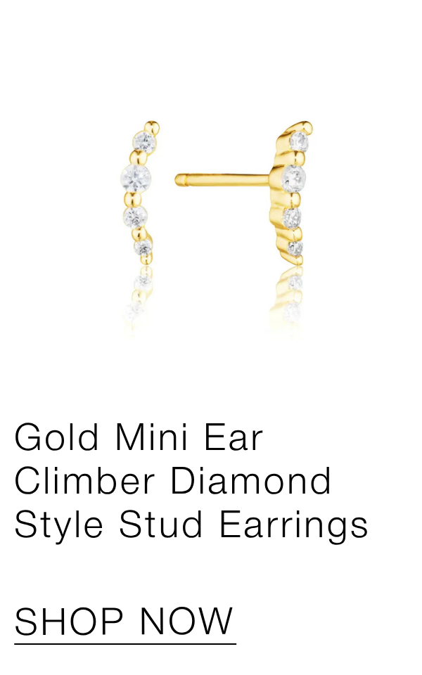 Gold Mini Ear Climber Diamond Style Stud Earrings
