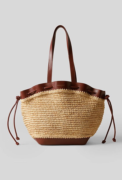 Panier raphia cuir