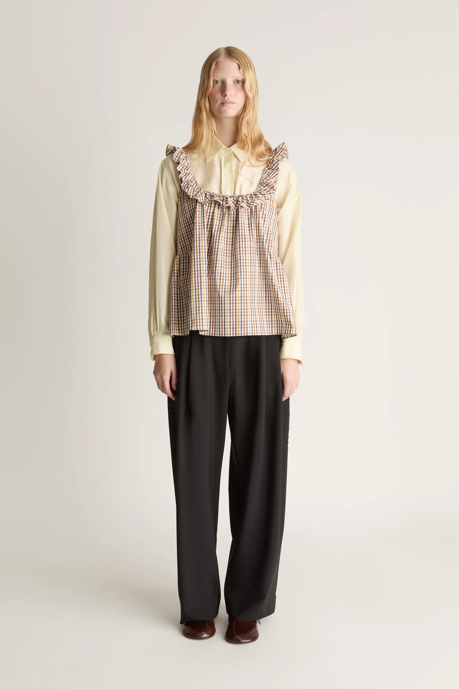 Image of Christie Poplin Check Top
