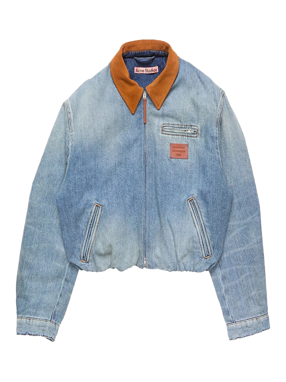 Acne Studios Women Denim Bomber Jacket Mid Blue