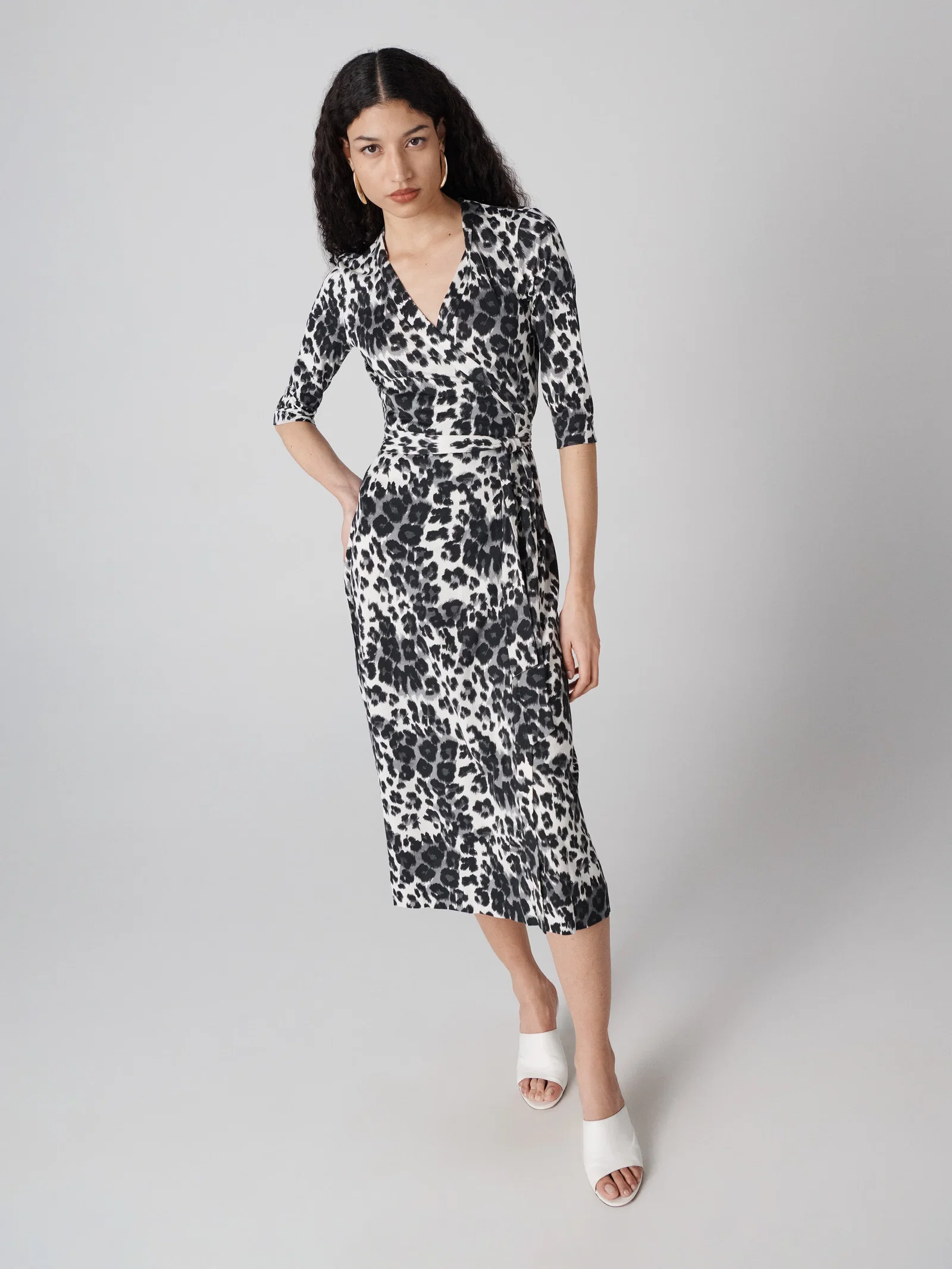 Image of Abigail Silk Jersey Midi Wrap Dress