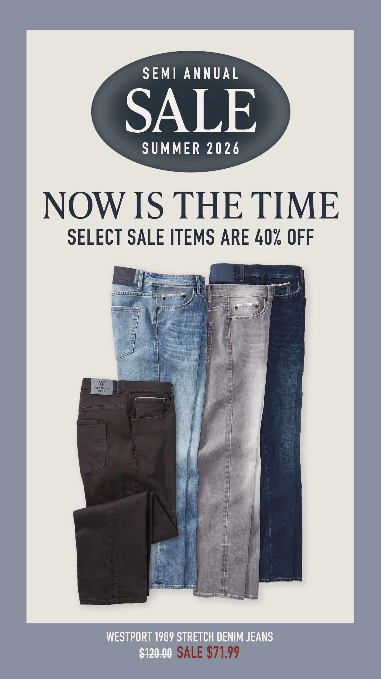 Shop newly reduced sale styles — now 40% off or more at Westport Big & Tall.