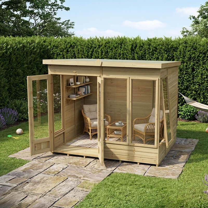Image of 8' x 6' Forest Timberdale Double Door Pent Summer House