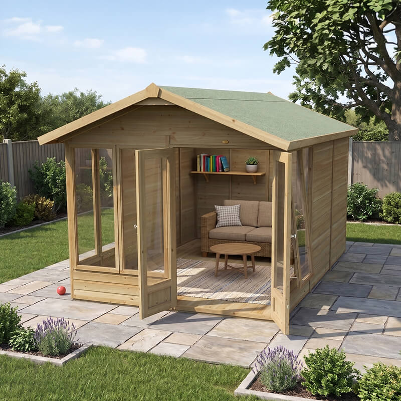Image of 12' x 8' Forest Timberdale Double Door Apex Summer House