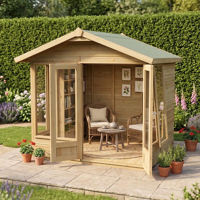 Image of 7' x 5' Forest Timberdale 25yr Guarantee Double Door Apex Summer House (2.39m x 1.84m)