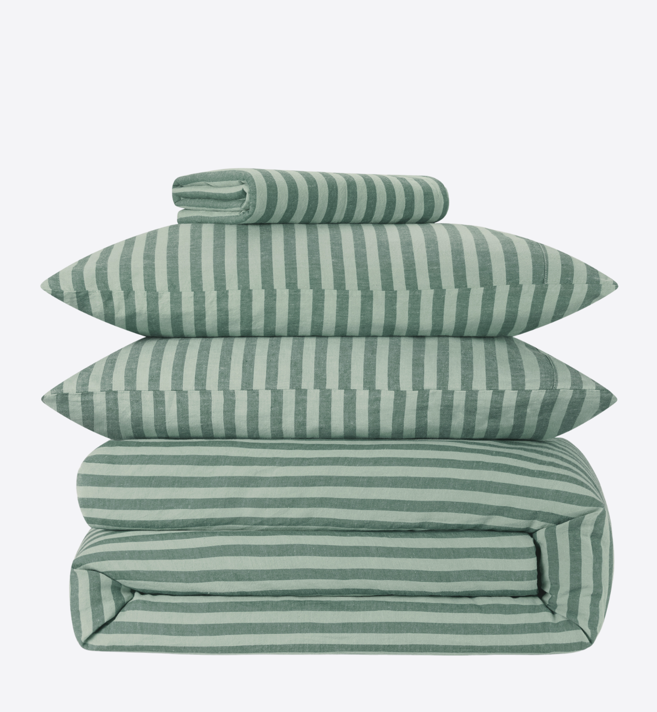 Pine Green Pembroke Stripe Linen Blend Duvet Cover