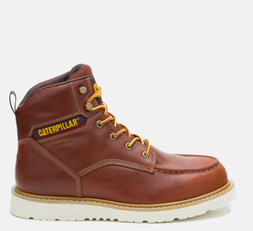 CAT Footwear - Men's Reclaimer Wedge Waterproof Steel Toe Work Boot - Sudan Brown colorway.