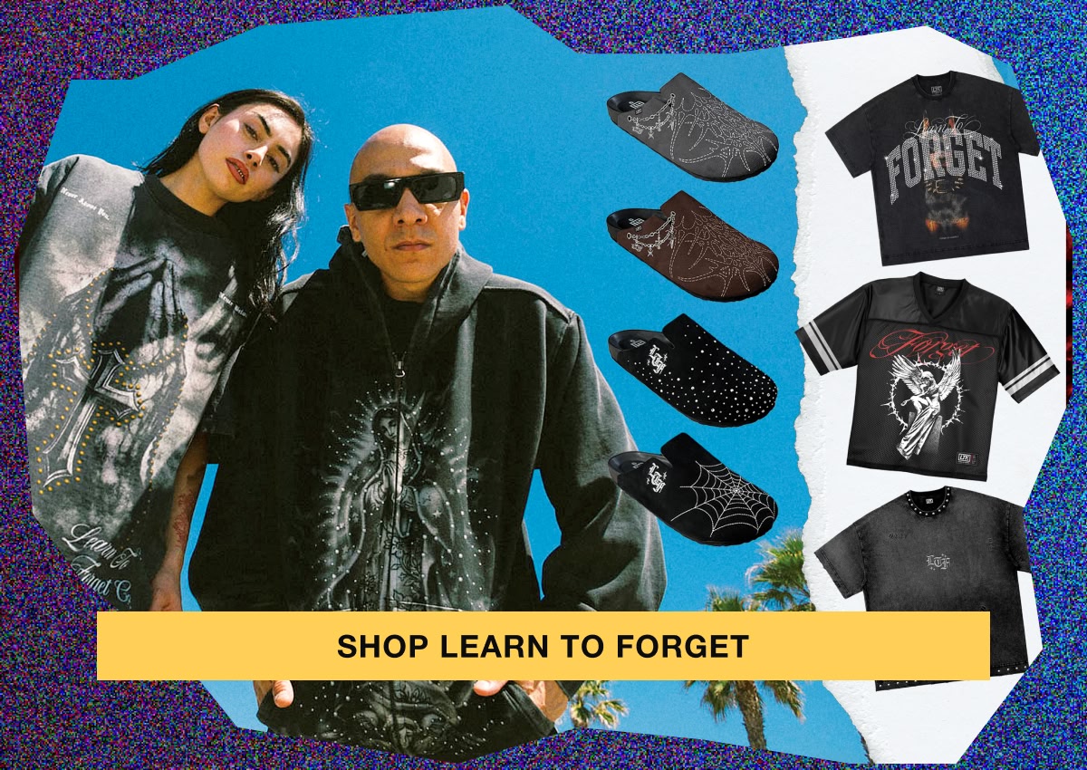 Shop Learn to Forget, with new graphic tees and slipper mules