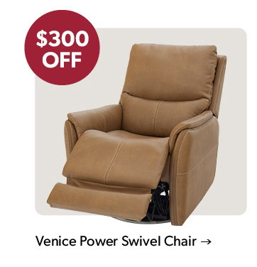 300 dollars off the featured Venice Power Swivel Chair. Click to shop. 