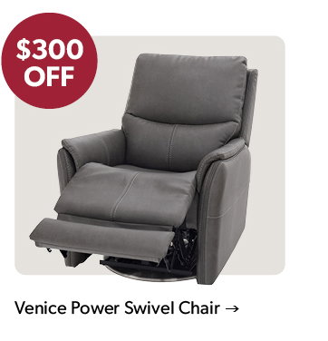 300 dollars off the featured Venice Power Swivel Chair. Click to shop. 
