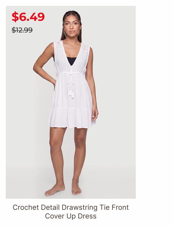 Shop Crochet Detail Drawstring Tie Front Cover Up Dress
