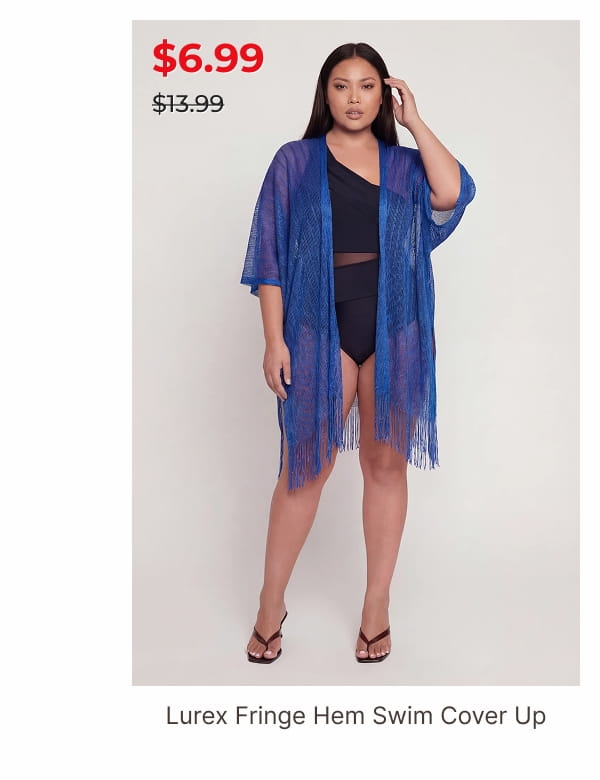 Shop Lurex Fringe Hem Swim Cover Up