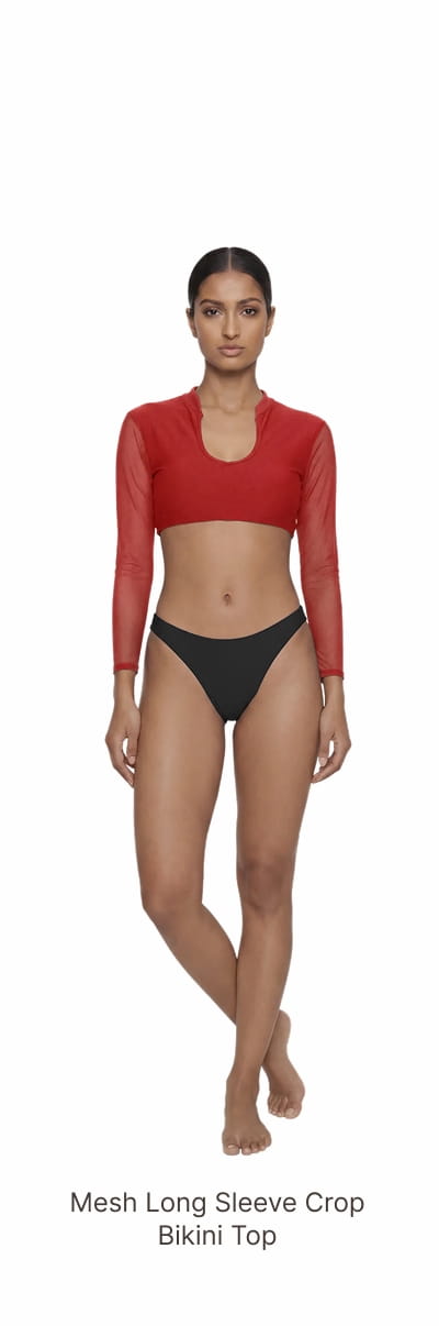 Shop Mesh Long Sleeve Crop Bikini Top