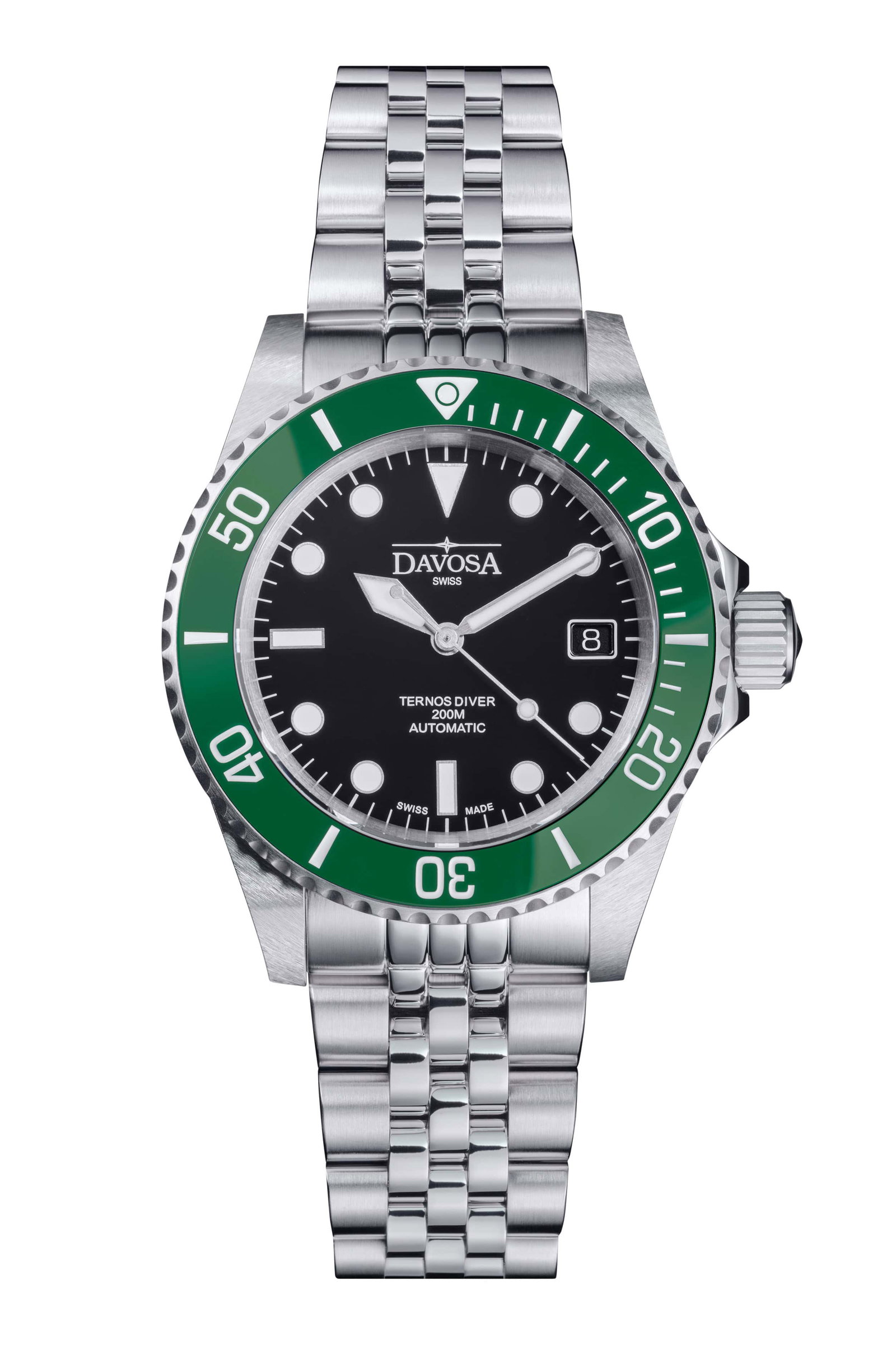 Ternos Diver Automatic 200m Swiss-Made Green and Black Unisex Diver Watch 161.550.07 Without Loupe and Pentalink bracelet