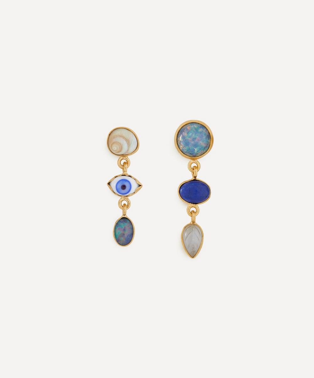 Grainne Morton 18ct Gold-Plated Three Charm Moving Drop Earrings