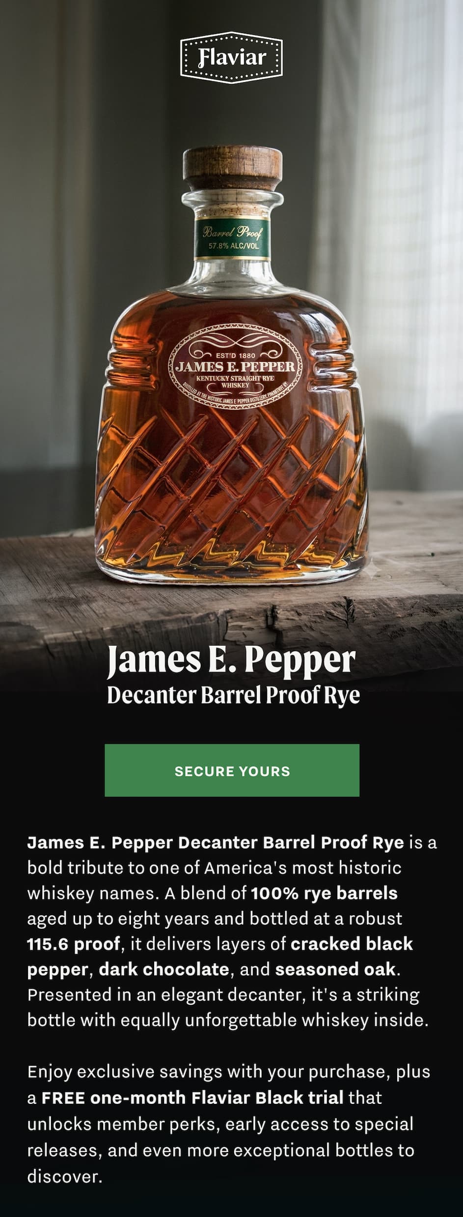 James E. Pepper Decanter Barrel Proof Rye