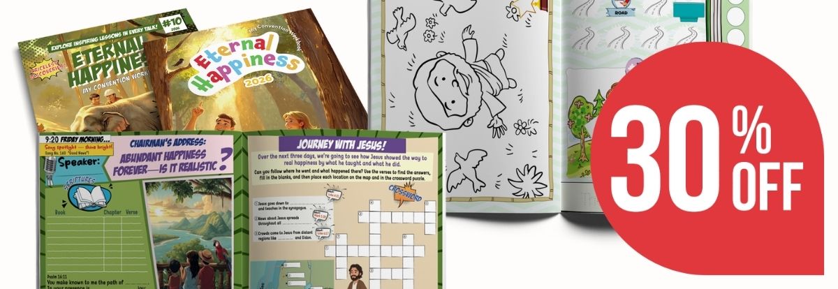 30% off Kids convention workbooks
