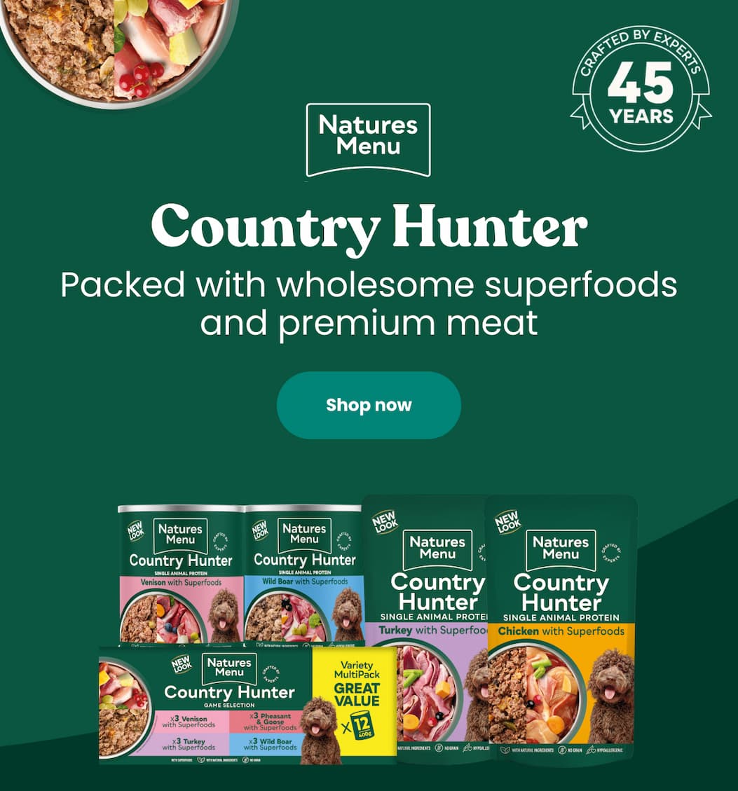 Natures Menu Country Hunter. Packed with wholesome superfoods and premium meat.
