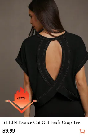 SHEIN Essnce Cut Out Back Crop Tee