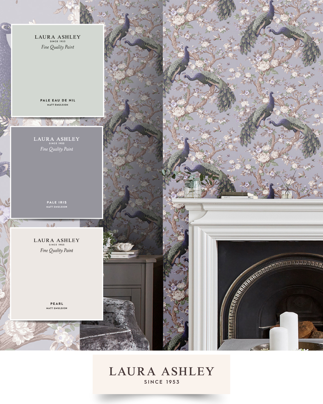 Laura Ashley Belvedere Wallpaper Pale Iris 115253