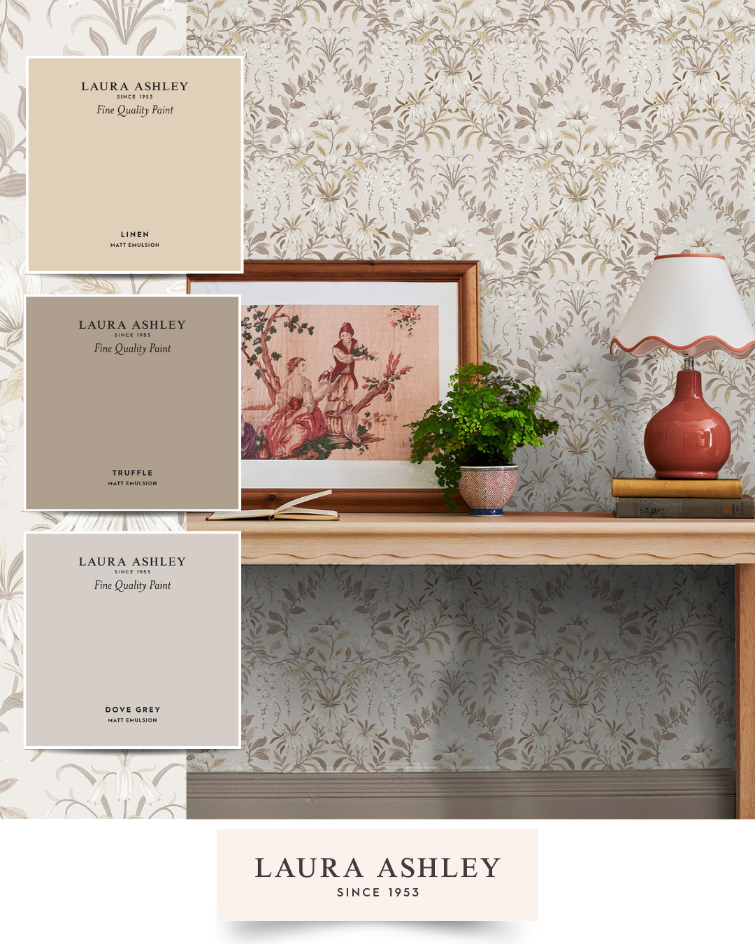 Laura Ashley Parterre Wallpaper Soft Natural 140335