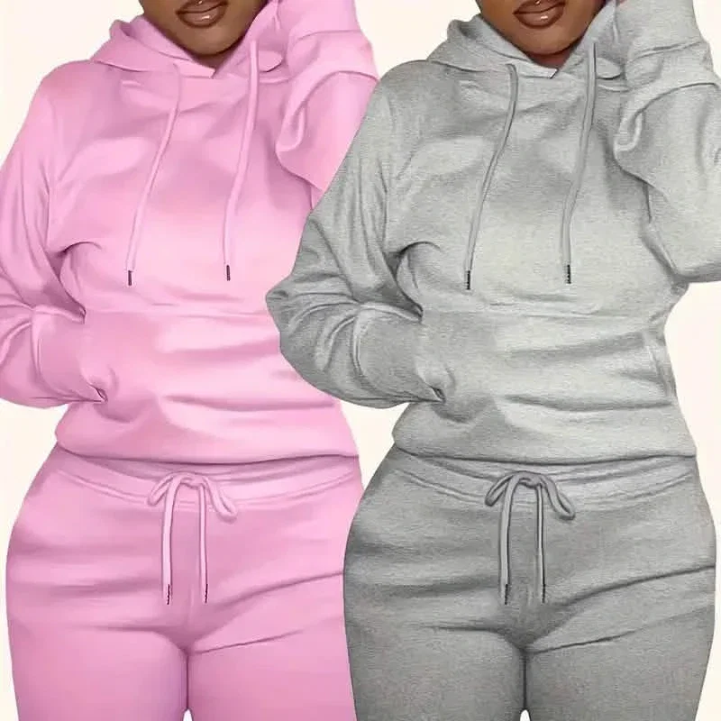 Image of Solid Drawstring Casual Long Sleeve Hoodie