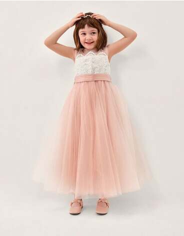 Cynthia Corded Lace Party Dress Pink