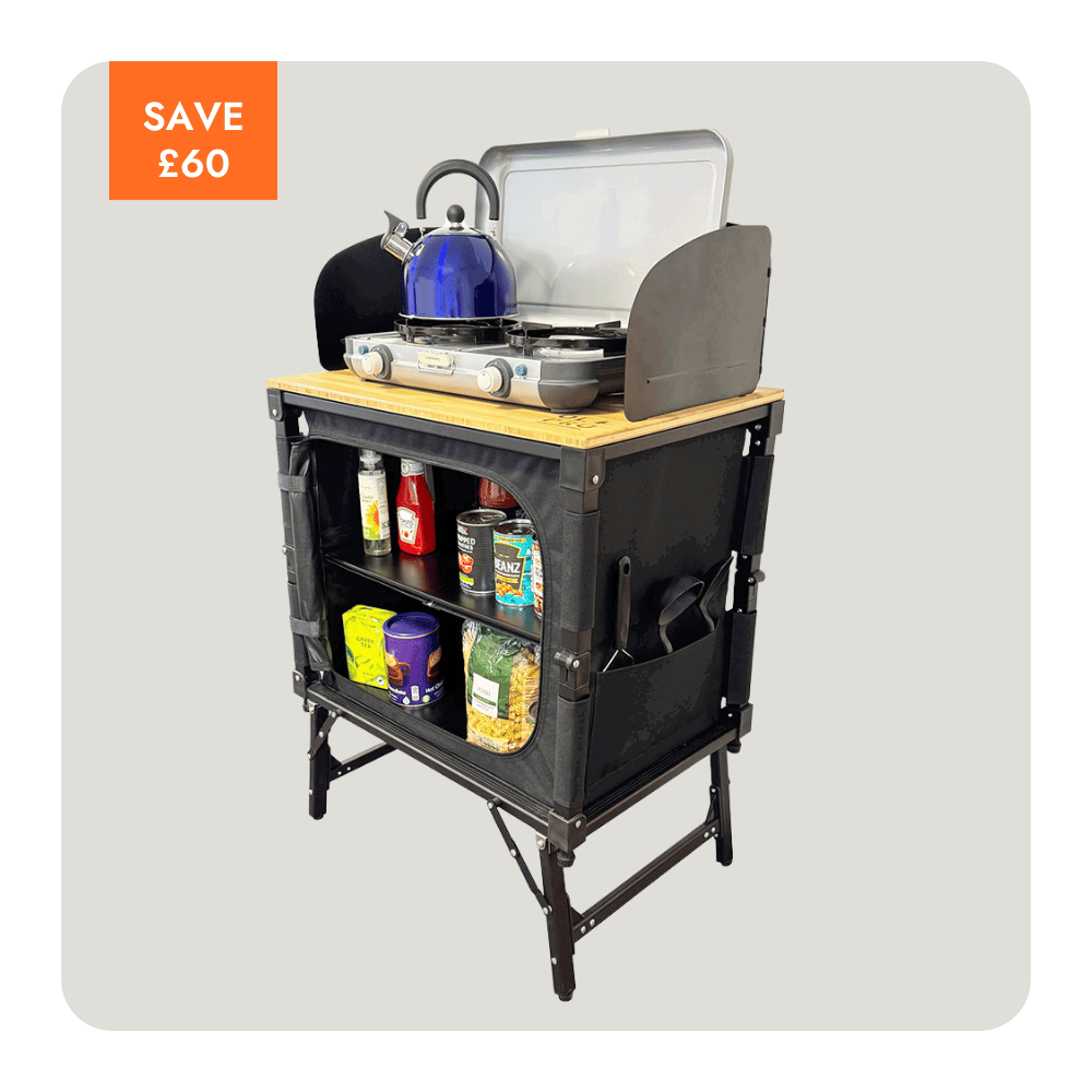 Bamboo 3 in 1 Folding Table/Storage Camping Cupboard