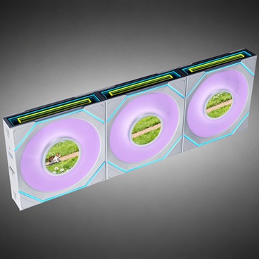 Lian Li UNI FAN SL-INF LCD FLEX Wireless Lüfter, ARGB und LCD - 120mm, weiß, 3er-Pack mit Controller