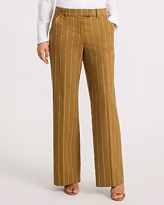 Editor Linen-Blend Striped Mid Rise Trouser
