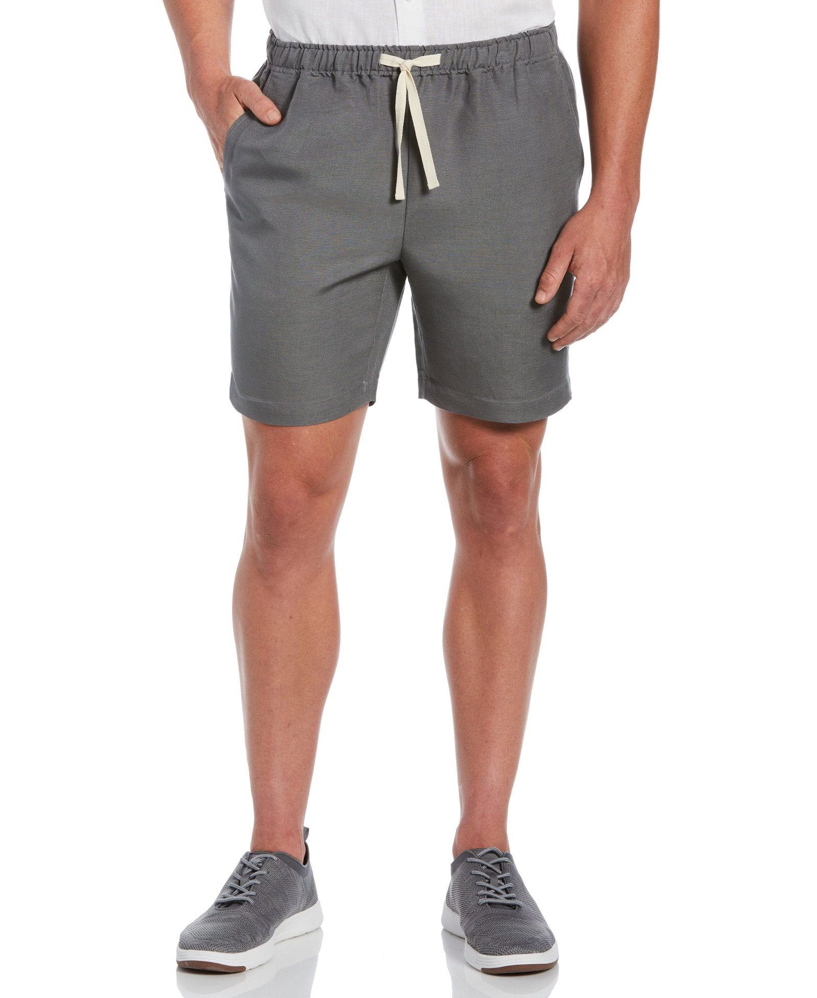 Image of Linen-Blend Pull On Drawstring Shorts