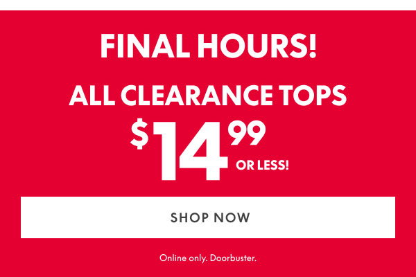Clearance Tops $14.99 or less