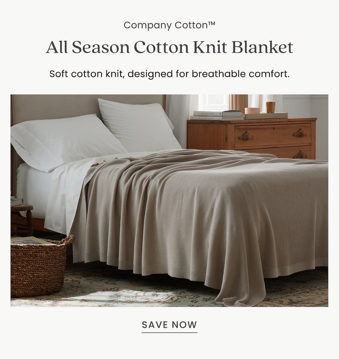 Classic All Season Breathable Cotton Knit Blanket