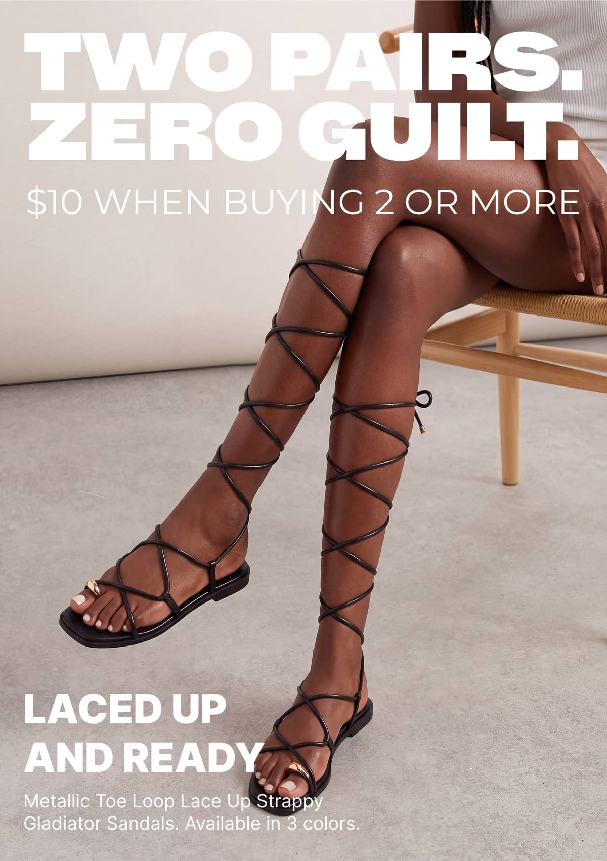 Shop Metallic Toe Loop Lace Up Strappy Gladiator Sandals