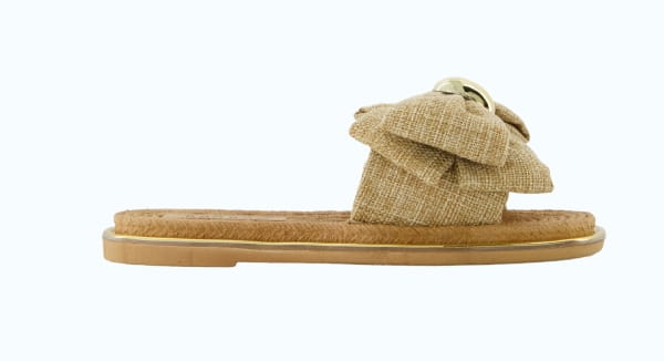 Shop Metallic Trim Bow Detail Slide Sandals